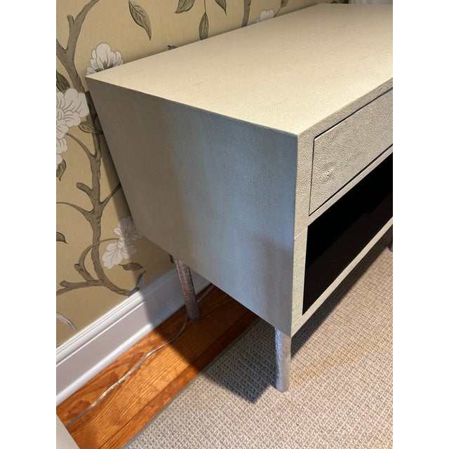 Made Goods Contemporary Cream & Black Shagreen Nightstands - A Pair For Sale In Philadelphia - Image 6 of 13