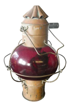 Late 19th Century Vintage Onion Shaped Cranberry Glass Ship's Lantern