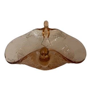 1940’s Fenton Blush Pink Depression Glass Bowl With Birds For Sale