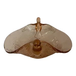 1940’s Fenton Blush Pink Depression Glass Bowl With Birds