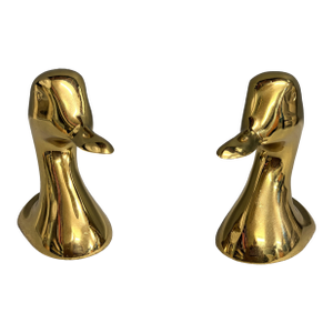 Virginia Metalcrafters Brass Duck Bookends - A Pair