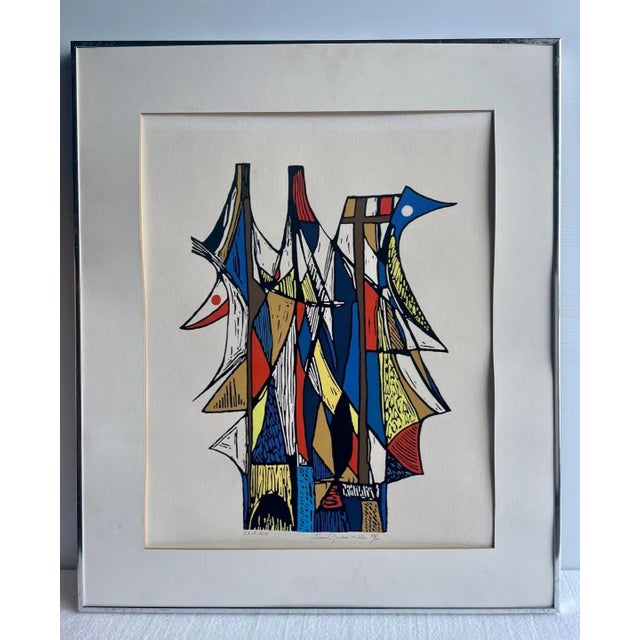 Vintage Leon Gordon Miller Abstract Serigraph Print, Signed