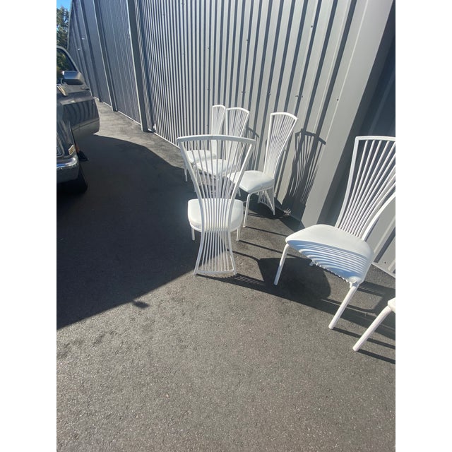 Late 20th Century Postmodern Art Deco Style Metal Fan Back Dining Chairs by Liberty - Set of 6 For Sale - Image 5 of 7