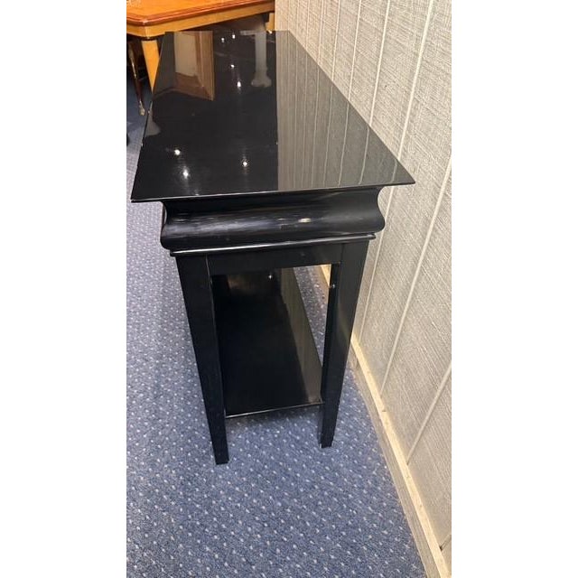 1990s Asian Inspired Black Lacquered Console Table With Lower Shelf For Sale In Boston - Image 6 of 12