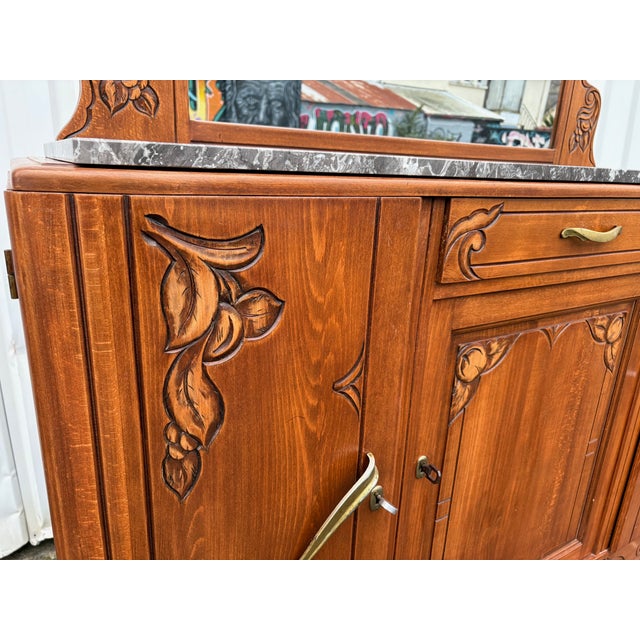 Art Nouveau Sideboard with Marble Top and Mirror, 1890s For Sale - Image 10 of 18