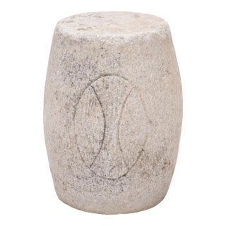 Antique Chinese Etched Marble Prosperity Drum, 19th Century For Sale