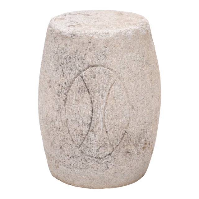 Antique Chinese Etched Marble Prosperity Drum, 19th Century For Sale