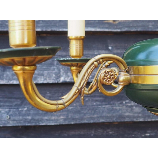 Empire Style Bronze Chandelier with Green Lacquered Bowl, 1950s For Sale - Image 11 of 18