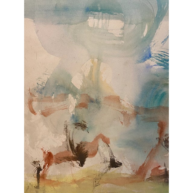 Paper 1964 Abstract Watercolor Signed Ducet For Sale - Image 7 of 10