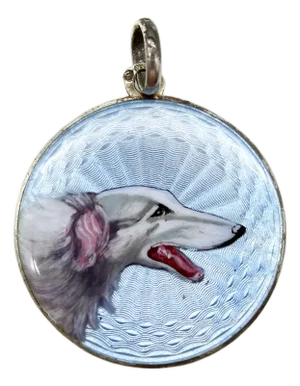 1900-1909 Swedish Sterling Silver Enamel Portrait of a Sighthound