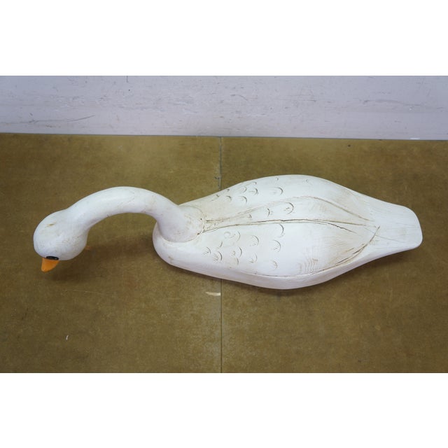 Vintage Wooden Wildlife Kennebunk Maine Hand Carved Solid Pine Swan Decoy 24" For Sale - Image 12 of 15