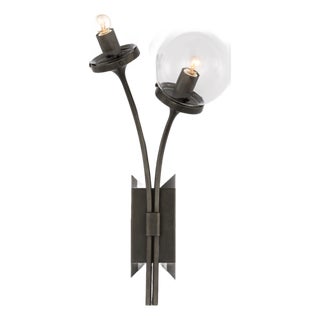 kate spade new york for Visual Comfort Signature Prescott Right Sconce in Bronze with Clear Glass For Sale