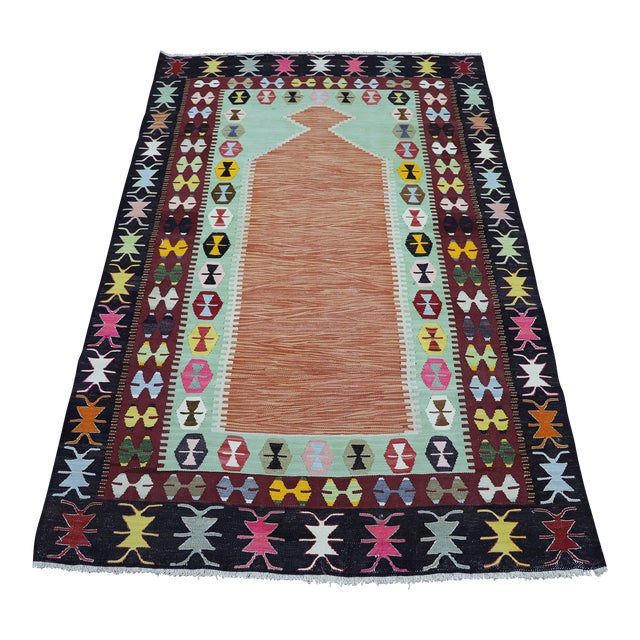1970s Tribal Style Handmade Oushak Kilim Rug For Sale