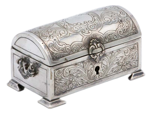 Silver Jewelry Box in the Shape of Chest