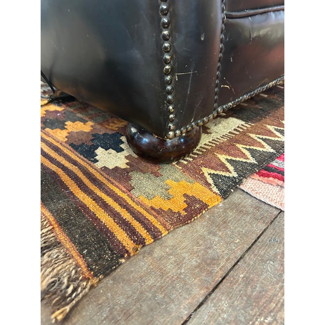 Animal Skin Large Vintage Black Leather Chesterfield Sofa For Sale - Image 7 of 12