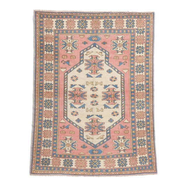 Vintage Pink Persian Hamadan Rug - 05'07 X 07'06 For Sale
