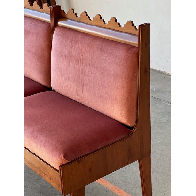 Wood Pink Wooden Bench, 1950s For Sale - Image 7 of 11