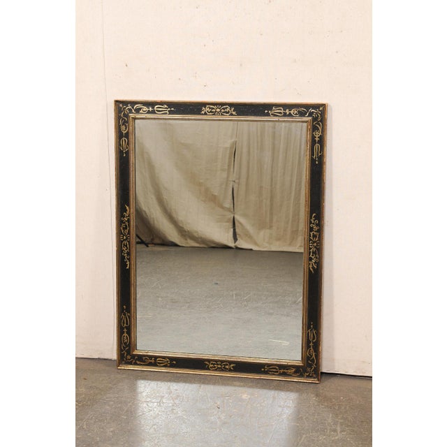 Vintage Italian Black & Gold Wall Mirror For Sale - Image 4 of 11