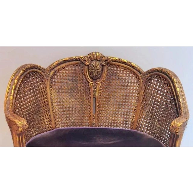 Gold Large French Louis XVI Style Chair in Vienna Straw, 1950 For Sale - Image 8 of 13