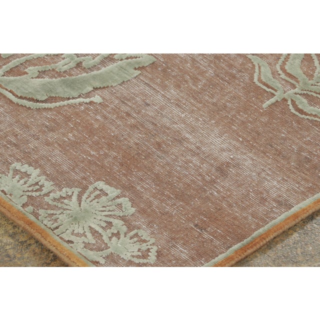 2020s Contemporary Block Print Floral Natural Silk Runner by Rug & Kilim, India For Sale - Image 5 of 9