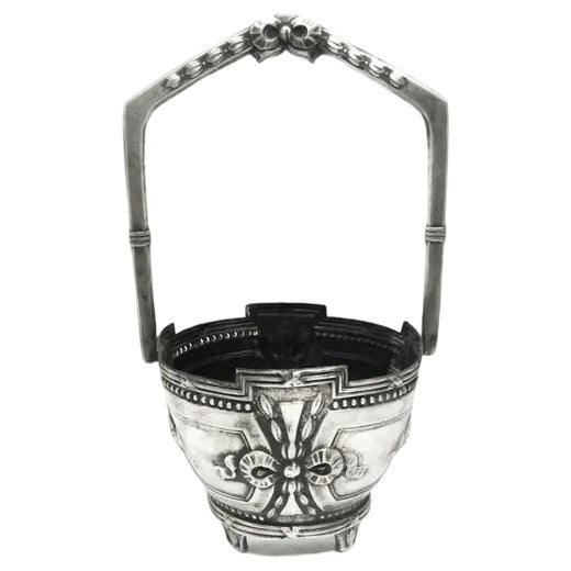 Art Nouveau French Silver Sugar Bowl, 1890s For Sale