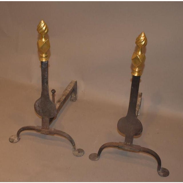 Traditional American Flametop Knife Blade Andirons of the 1740s For Sale - Image 3 of 3