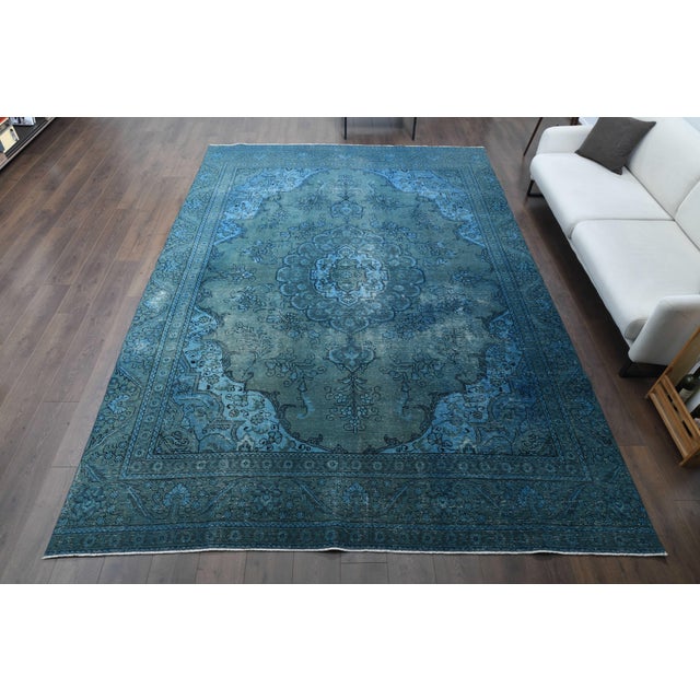 Blue 1970s Vintage Persian Handmade Wool Cotton Area Rug For Sale - Image 8 of 11