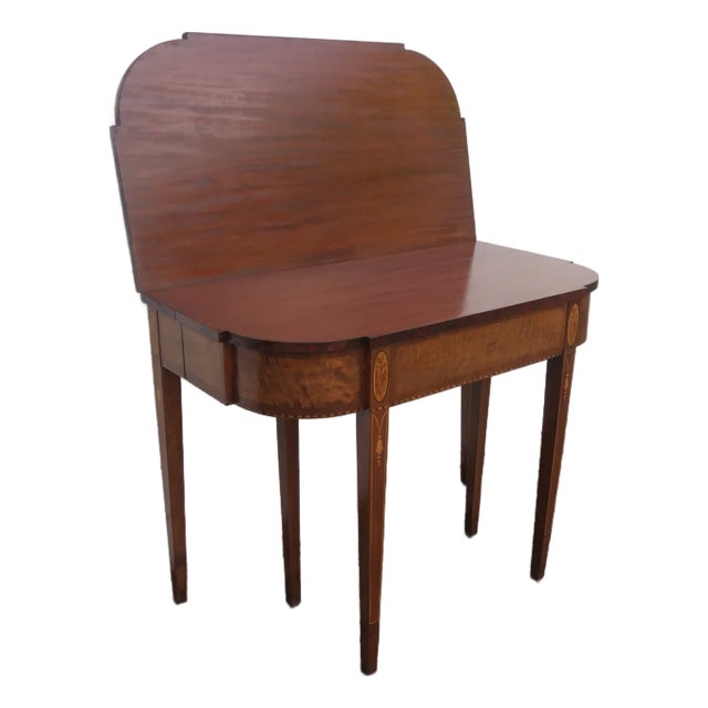 Mahogany Inlay Console Card Dinette Dining Extension Table 6082 For Sale
