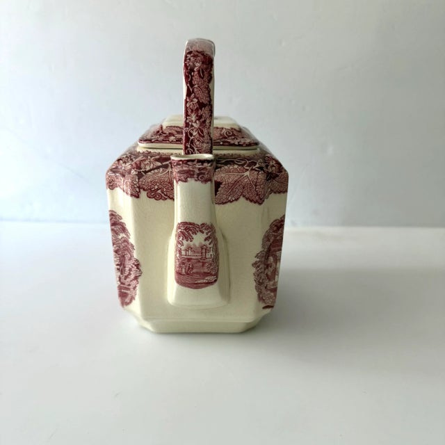 Victorian 1940’s Mason’s “Vista” Pink Ironstone Teapot For Sale - Image 3 of 9