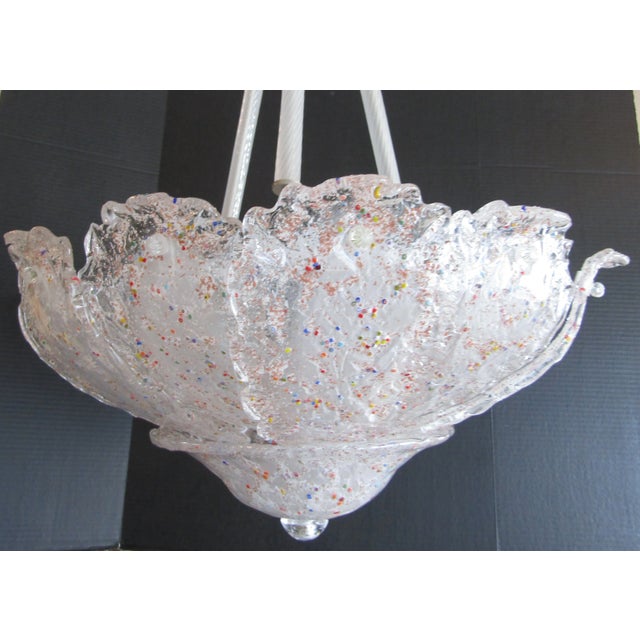 1970s Large Vintage Italian Murano Glass Multi-Colored Murrine Leaf Chandelier For Sale - Image 5 of 18