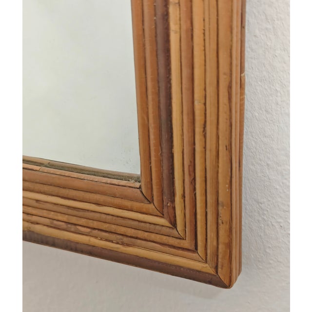 Wood Italian Arched Mirror in Rattan Wicker, 1960s-1970s For Sale - Image 7 of 12