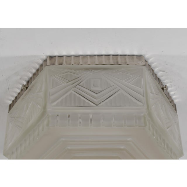 Silver 1930s French Art Deco Flush Mount by Georges Leleu France - 2 Available For Sale - Image 8 of 14