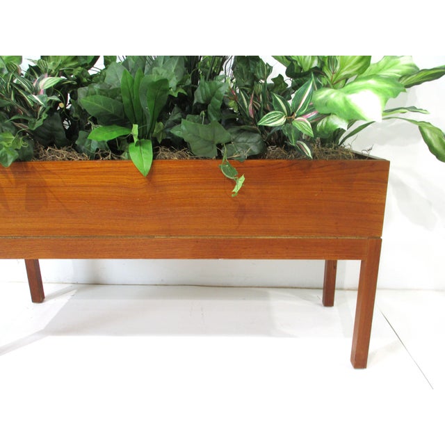 Mid-Century Modern Teak Indoor Planter With Silk Plants Denmark For Sale - Image 3 of 10