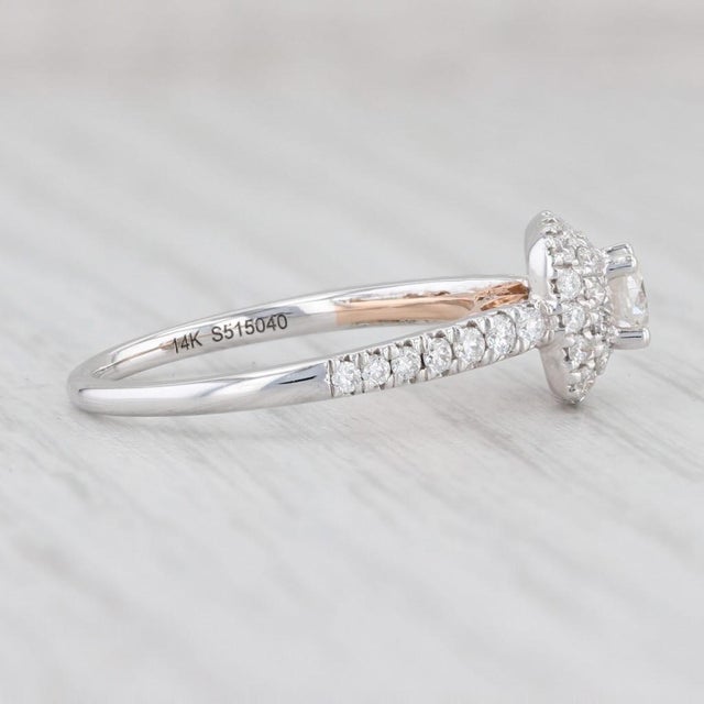 White 0.55ctw Round Diamond Halo Engagement Ring 14k White Gold Size 6.5 For Sale - Image 8 of 8
