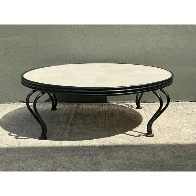 Vintage Round Stone Top Coffee Table For Sale - Image 4 of 12