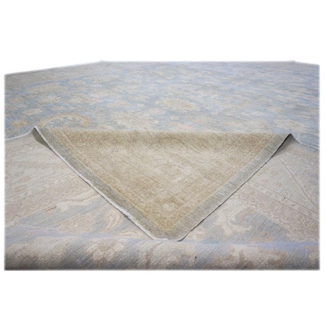 Afghan Oushak Wool 12x15 Blue & Ivory Handmade Area Rug #1142741 For Sale - Image 11 of 11
