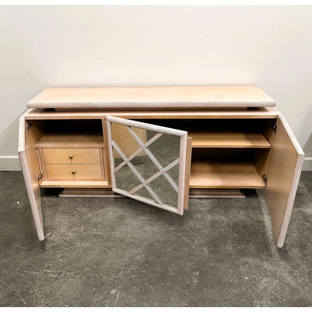 Wood Soft Pink Geometric Mirrored Sideboard from Roche Bobois, 1980s For Sale - Image 7 of 12