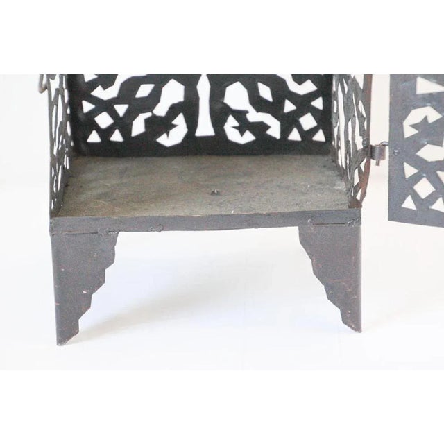 Large Moroccan Moorish Hurricane Metal Candle Lantern For Sale - Image 9 of 13