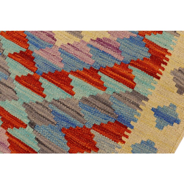 1990s Bohemian Turkish Kilim Gold Rust Hand-Woven Wool Rug For Sale - Image 5 of 9