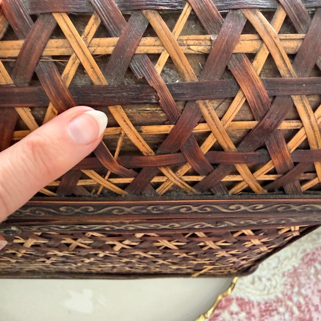 Vintage Bombay Company Woven Bamboo & Rattan Starburst Trunk For Sale - Image 11 of 12