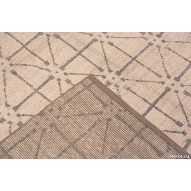 Cream Neutral Cream Soft Grey Allover Geometric Diamond Design Modern Area Rug For Sale - Image 8 of 8