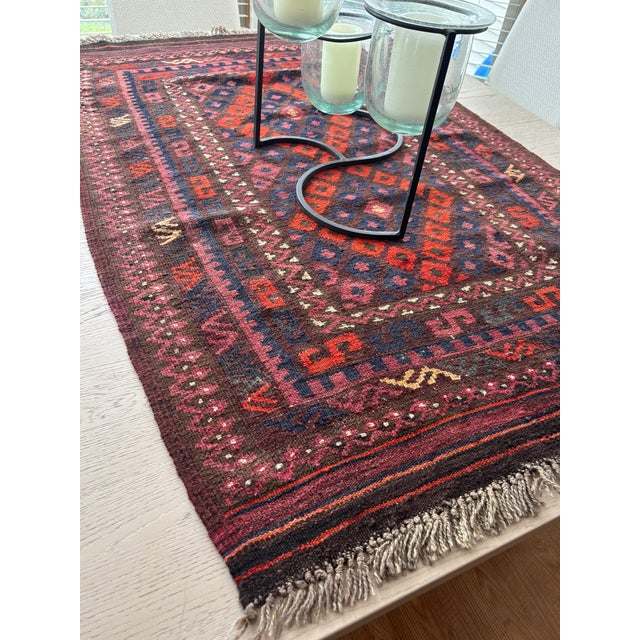 Shabby Chic Vintage Baluch Tribal Rug 3x5 Hand Knotted Wool Geometric Carpet Runner For Sale - Image 3 of 4
