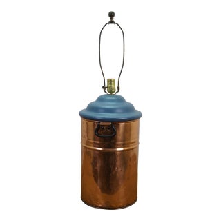 Antique Country Farmhouse Copper Boiler Still Tank Table Lamp 30" For Sale