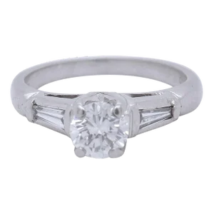 Platinum Cathedral 0.74 Ctw Round Brilliant Cut Diamond Engagement Ring Size 5