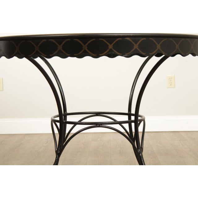 Vintage Round Wrought Iron Glass Top Outdoor Dining Table Chairish