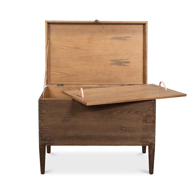 Swedish-Style Trunk Side Table in Antiqued Cream For Sale - Image 4 of 11