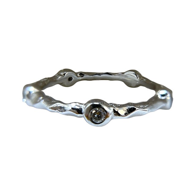 Textured 18k Gold Ring With 1 Tcw Diamonds Size 6 For Sale