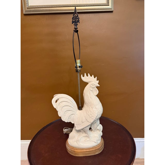 Vintage Mid-Century French Porcelain Rooster Table Lamp For Sale - Image 15 of 15