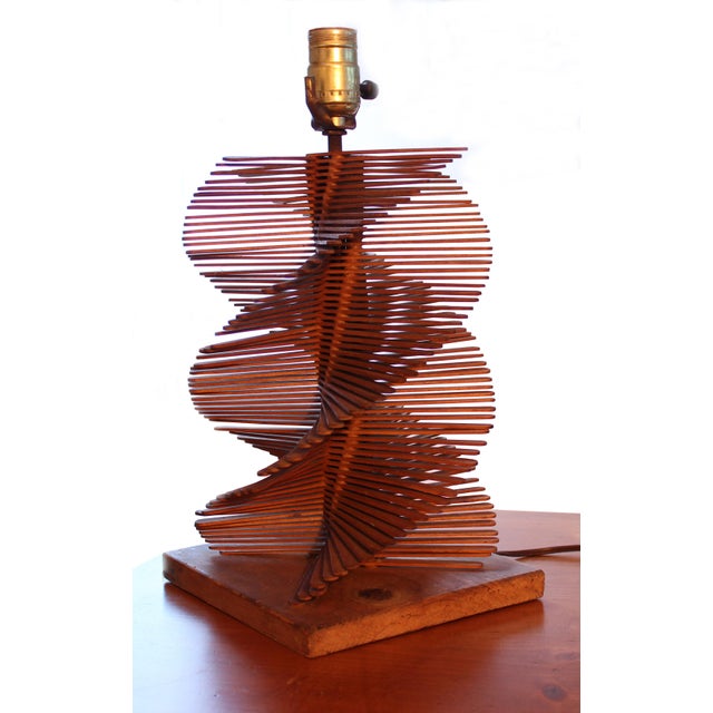 1970s Helix Popsicle Sticks Folk Art Table Lamp Chairish