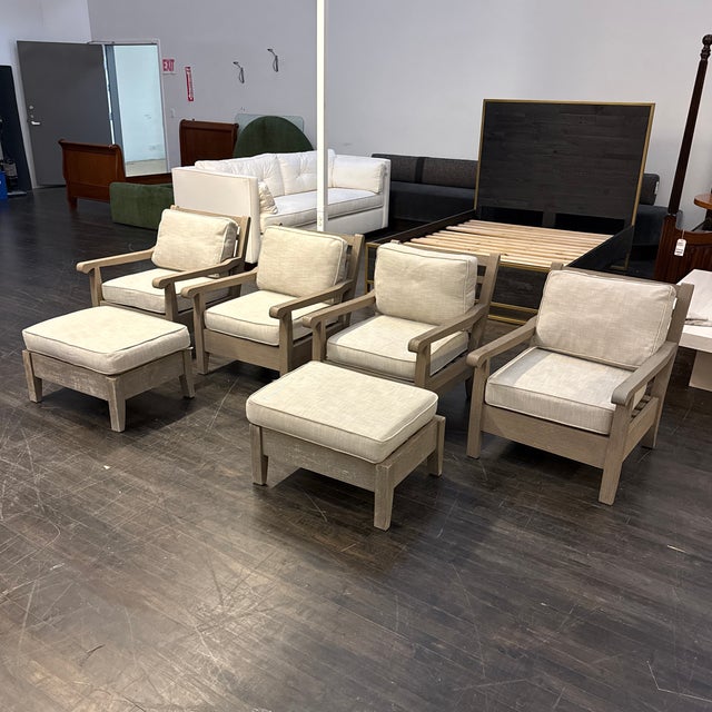 Restoration Hardware Outdoor Leagrave Lounge Chairs + Ottoman, Set of Three For Sale - Image 12 of 12